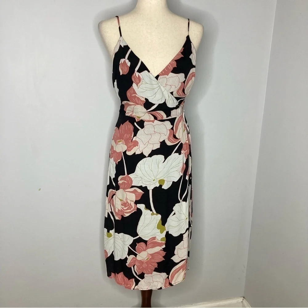 Cupcakes and Cashmere Black Floral Wrap Midi Dress - Picture 2 of 9